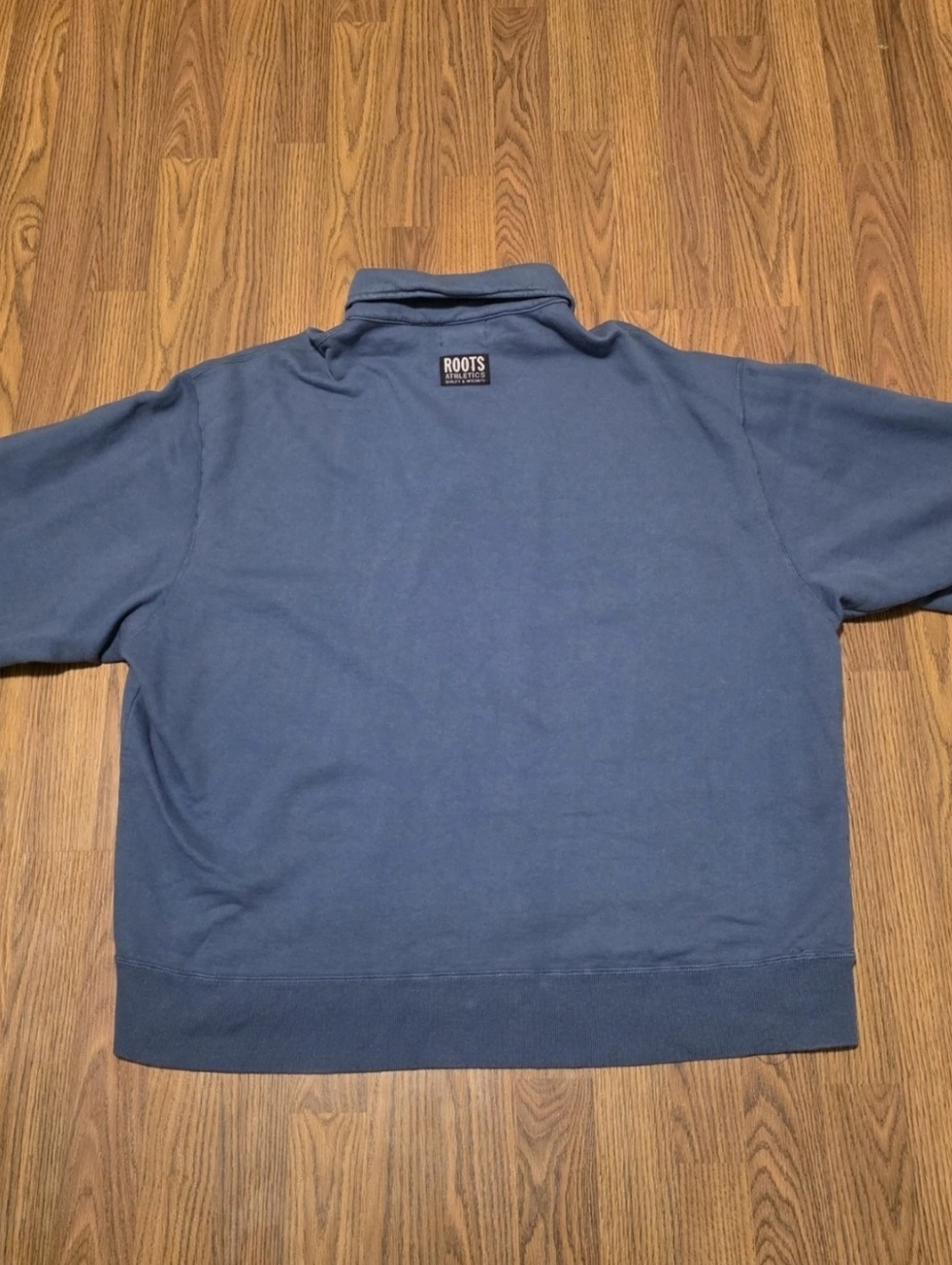 Roots Athletics Men's Quarter-Zip Pullover XXL Blue Spell Out Logo Sweatshirt - Picture 5 of 6